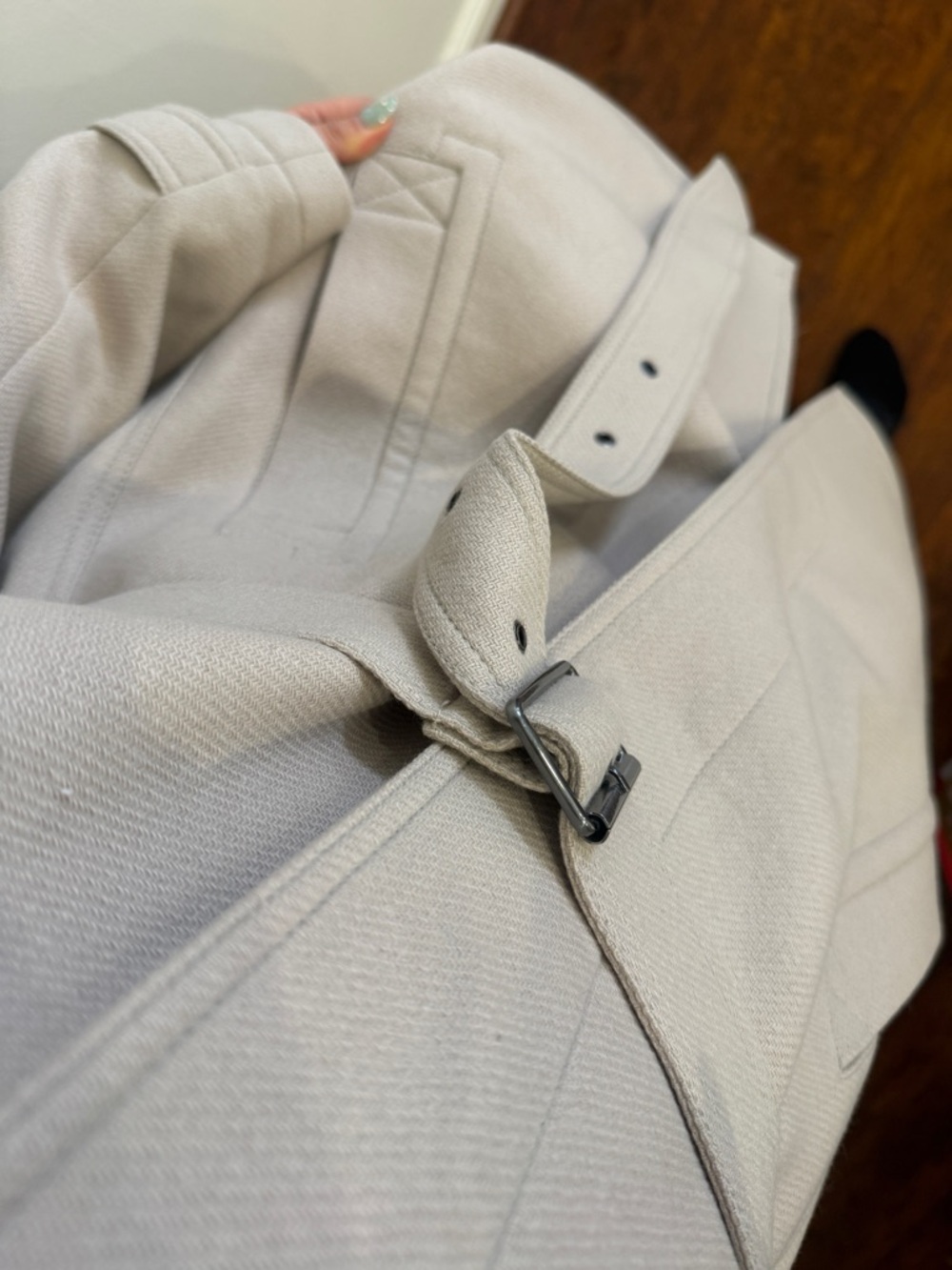 Burberry Brit Belted Wool-Cashmere Blend Trench Coat in Light Beige - Picture 14 of 16
